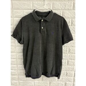 AMERICAN EAGLE MENS POLO SIZE LARGE SHORT SLEEVE GRAY ATHLETIC‎ FIT